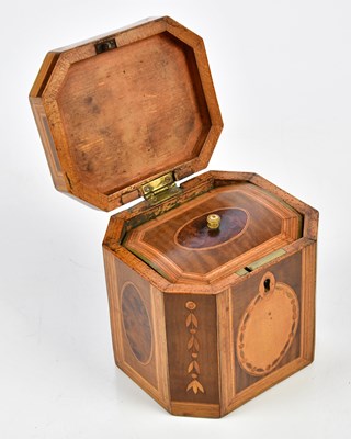 Lot 1438 - A 19th century satinwood inlaid tea caddy of...