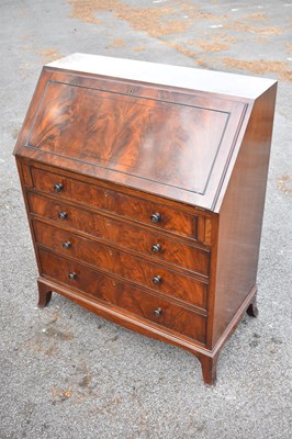 Lot 2497 - A mahogany and ebony strung bureau with fall...