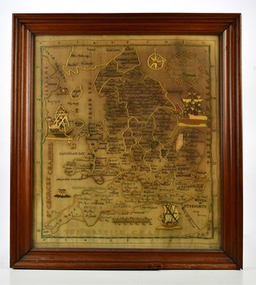 Lot 1480 - An early 19th century needlework map showing...