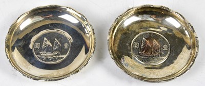 Lot 2443 - TACKHING; a pair of sterling silver Hong Kong...