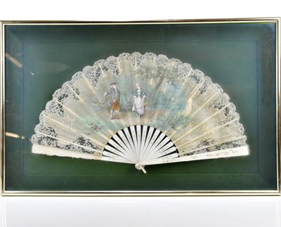 Lot 1401 - An early 20th century 19th hand painted fan,...
