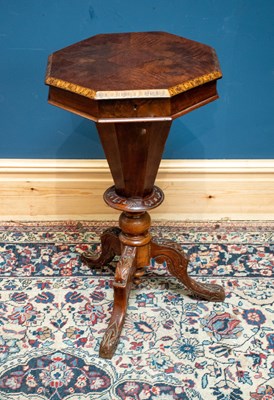 Lot 2493 - A Victorian inlaid walnut sewing cabinet with...