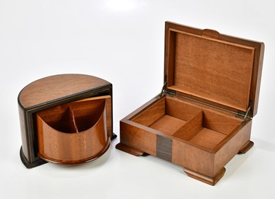 Lot 1394 - A 1930's walnut cigarette box, with a similar...