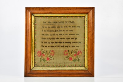 Lot 1490 - A 19th century needlework sampler by Hannah...