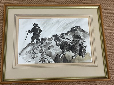 Lot 283 - IN THE MANNER OF KYFFIN WILLIAMS; watercolour,...