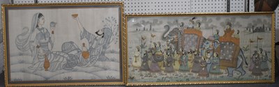 Lot 239 - Two Indian gouaches and watercolours on silk,...