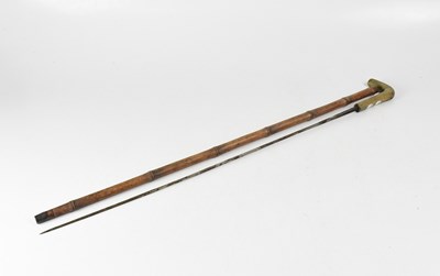 Lot 465 - A Victorian bamboo horn-handled sword stick,...