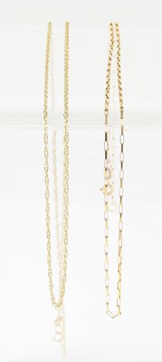 Lot 864 - Two 9ct gold chain necklaces, one a ropetwist...