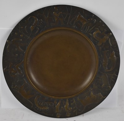 Lot 678 - ALBERT HOLL (1890-1970); a bronze plaque, the...