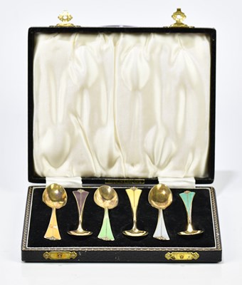 Lot 2771 - A cased set of six Norwegian sterling silver...