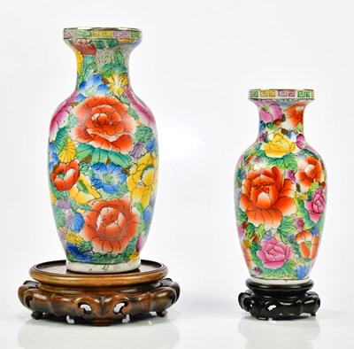 Lot 1203 - Two modern Chinese vases with floral...