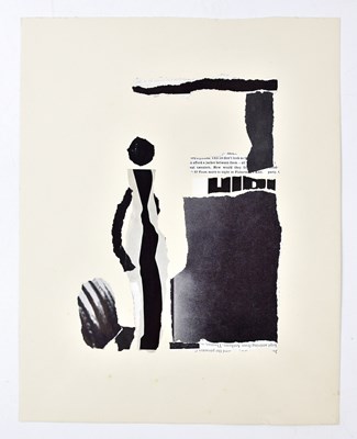 Lot 15 - HARRY OUSEY (1915-1985); collage, 'Bus Stop',...
