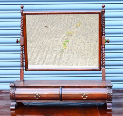 Lot 112 - An early Victorian mahogany toilet mirror with...