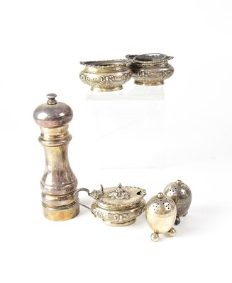 Lot 749 - A silver pepper mill, together with a pair of...
