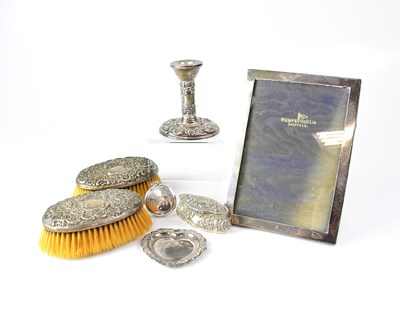 Lot 670 - A collection of hallmarked silver dressing...