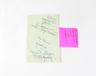 Lot 247 - THE BEATLES; a torn page from an autograph...
