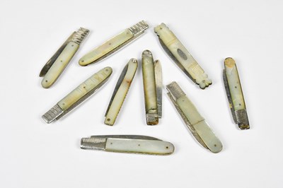 Lot 2440 - Nine Georgian mother of pearl handled fruit...