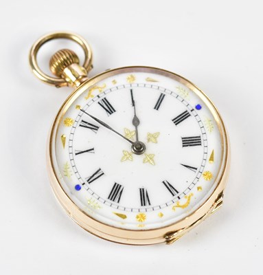 Lot 2991 - A lady's fob watch, with white enamel dial set...