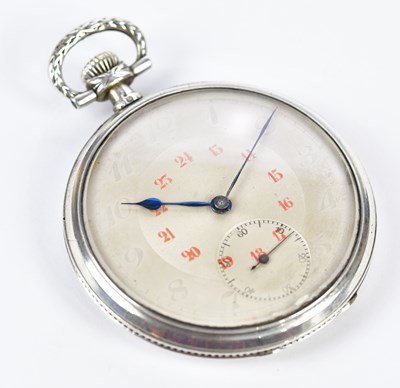 Lot 3018 - A chrome plated pocket watch, with silvered...