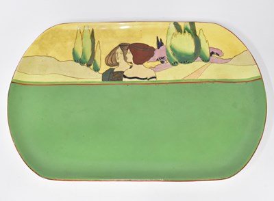Lot 505 - An Art Deco period hand painted oval plate...