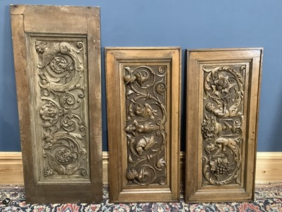 Lot 1425 - Three mid-19th century carved oak Flemish...