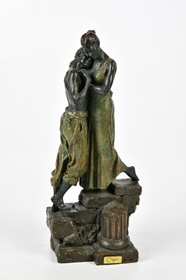 Lot 1547 - MICRO; a bronzed figure of couple, signed...