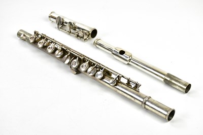 Lot 1313 - BOOSEY & HAWKES; a silver plated cased flute.