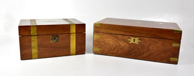 Lot 121 - A brass bound walnut writing slope
