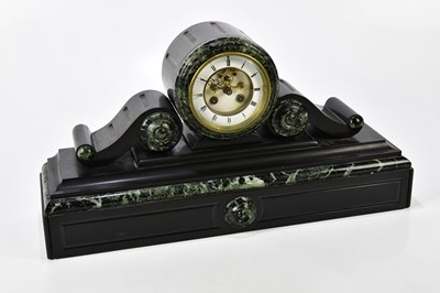 Lot 2122 - A 19th century slate mantel clock, with white...