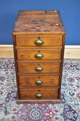 Lot 2545 - A Victorian pitch pine five drawer filing...