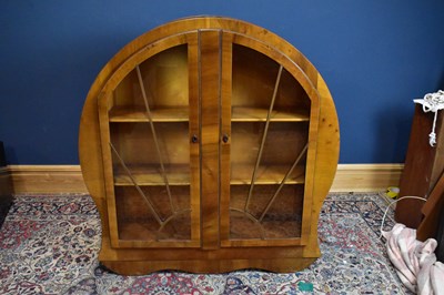 Lot 2600 - A 1930s walnut Art Deco design display cabinet,...