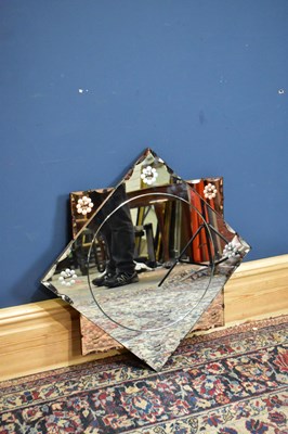 Lot 2610 - A 1930s Art Deco style wall mirror, with peach...