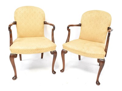 Lot 50 - A pair of Georgian-style mahogany open elbow...