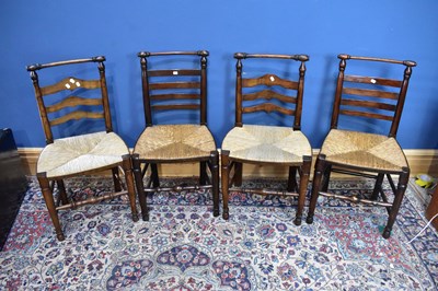 Lot 2402 - A harlequin set of four oak Macclesfield type...