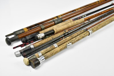 Lot 1386A - Six vintage split cane fishing rods in cases.