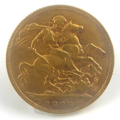 Lot 778 - An Edward VII sovereign, 1908, George and Dragon.