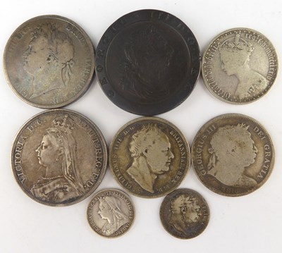 Lot 805 - Various silver coins to include a George IIII...