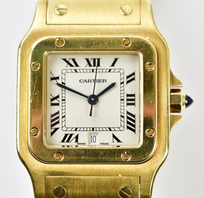 Lot 2842 - CARTIER; an 18ct gold gentleman's Santos...
