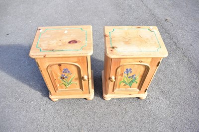 Lot 2660 - A pair of painted pine bedside cabinets, each...