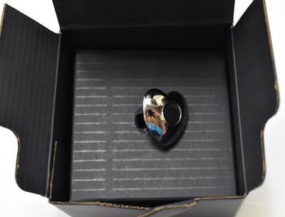 Lot 885 - GEORG JENSEN; a stainless steel heart keyring,...