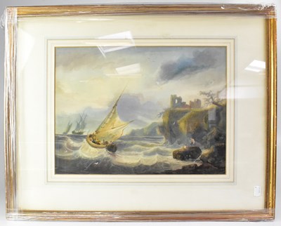 Lot 678 - INDISTINCTLY SIGNED; watercolour, sailing boat...