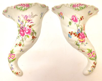 Lot 471 - ROYAL WORCESTER; a pair of porcelain floral...