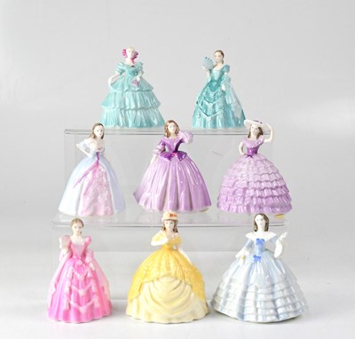 Lot 570 - COALPORT; eight small porcelain figures of...