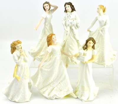 Lot 581 - ROYAL DOULTON; six porcelain figures, all...