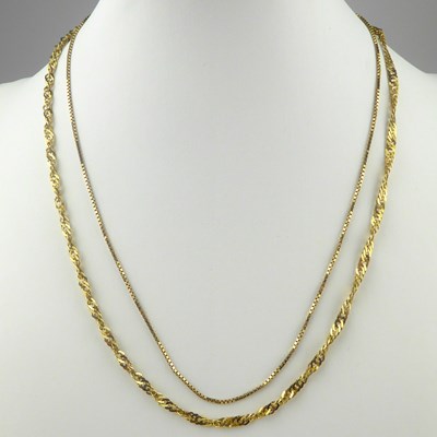 Lot 865 - Two 9ct gold dainty necklaces, both marked...
