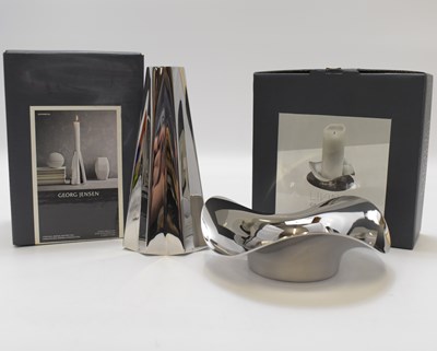 Lot 614 - GEORG JENSEN; two stainless steel...