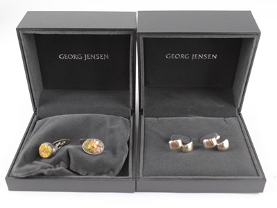 Lot 877 - GEORG JENSEN; two boxed pairs of sterling...