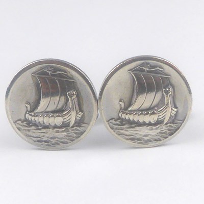 Lot 875 - GEORG JENSEN; a pair of sterling silver (925)...