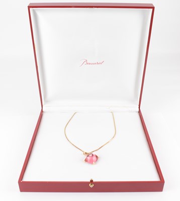 Lot 853 - BACCARAT; a gold-plated silver necklace with...