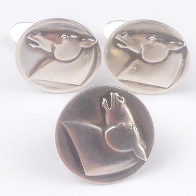 Lot 873 - GEORG JENSEN; a pair of sterling silver (925)...